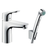 HANSGROHE Focus 100 Jednouchwytowa bateria umywalkowa 100 z główką Bidette i wężem 160 cm, komplet odpływowy PushOpen 31927000