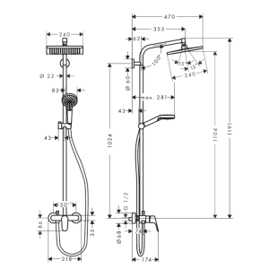 HANSGROHE Crometta E 240 Kolumna prysznicowa mieszaczowa 27284000