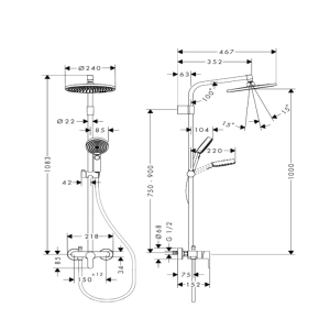 HANSGROHE Stamis S 240 Kolumna prysznicowa mieszaczowa EcoSmart 8 l/min