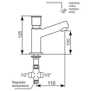 HYD Bateria czasowa umywalkowa z mieszaczem H 112/AC - stojąca