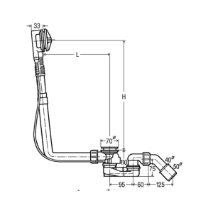 VIEGA MULTIPLEX Syfon wannowy z przelewem - długi